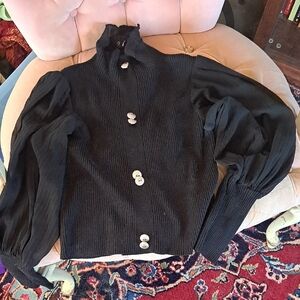 Chic Black Button-Up Women's Blouse